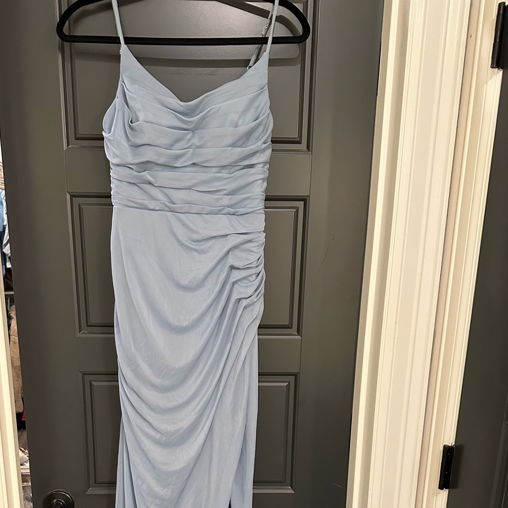 AZAZIE DEANDRA Stretch Dusty Blue Mermaid